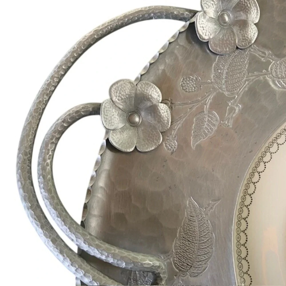 Vintage Farberware 2 Pc Hammered Aluminum Serving Set Triumph Limoges 22K Gold